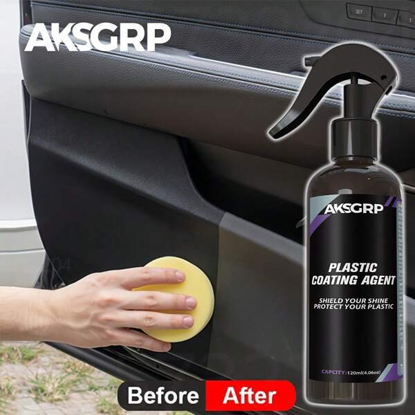 AKSGRP AKSGRP Plastic Coating Spray - Ultimate Shine & Protection Kit - Restores Faded Surfaces - For Car Interiors, Motorcycles, Furniture - Easy Application, Long Lasting