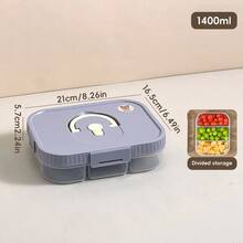 WORTHBUY 1pc Large Capacity Transparent Plastic Compartment Food Container With Handle, Portable Fruit Salad Lunch Container, Multi Grids Food Fresh-Keeping Box , Microwave Heated Divided Food Storage Box, Suitable For Student And Adult Use In School, Office, Outdoor Camping, Picnic, Travel,Back To School