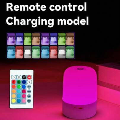 1pc LED Night Light, Touch Dimmable, Touch Switch, Touch Color Changing, 3 Colors & 16 Colors, Bedside Lamp, 16 Colors RGB Mode, USB Powered & Rechargeable, Portable, Battery Capacity: 800mAh, Suitable For Bedroom, Room, Bedside, Living Room, Desk, Lighting, Room Decor, Bedroom Decor, Lamp, Living Room Lamp, Autumn Home Decor, Ceiling Light, Battery Wall Lamp, Wireless Wall Lamp, Home Decor