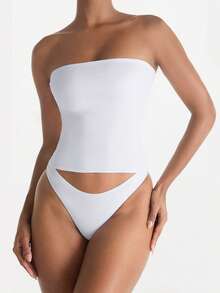 XLLAIS 性感无肩带基础款背心，时尚纯色弹力修身白色抹胸上衣，四季皆宜。