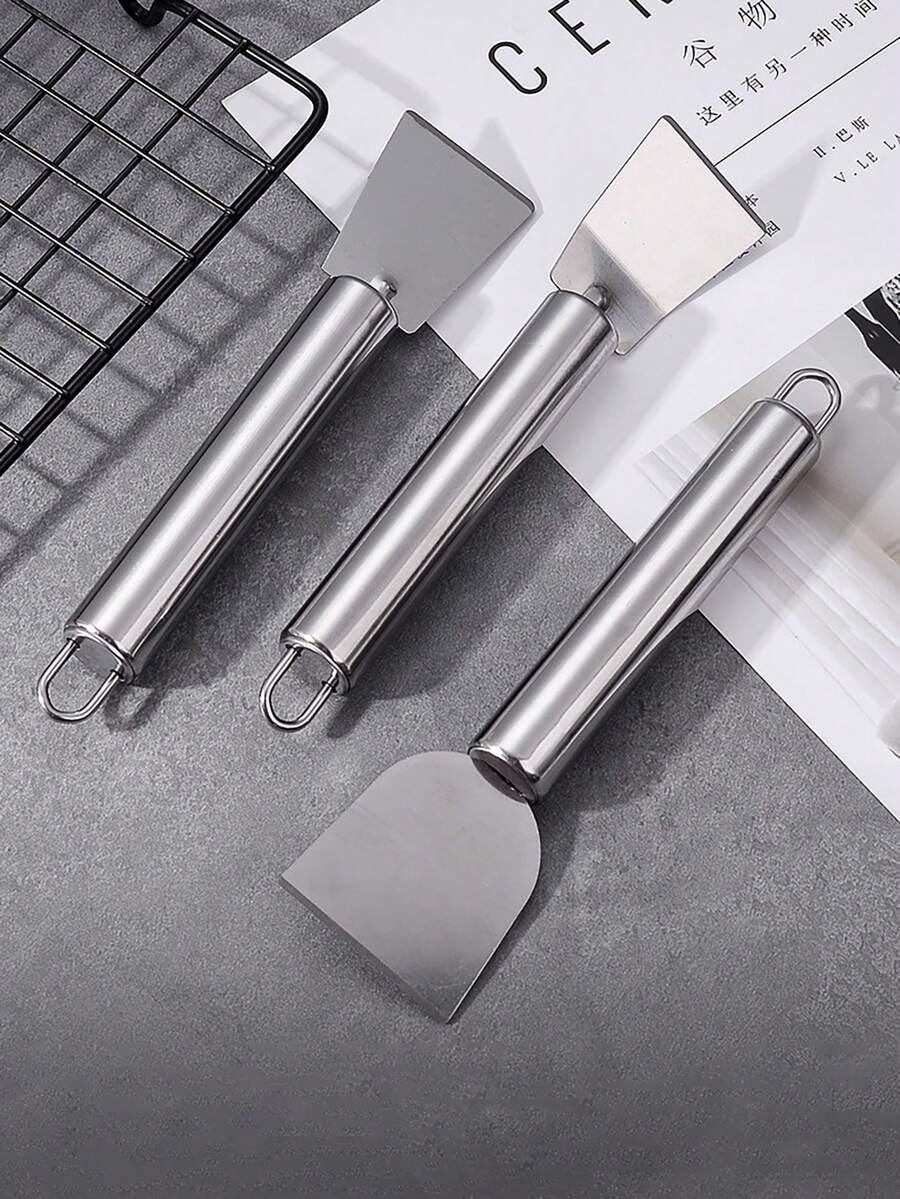 1 pieza Raspador de limpieza de acero inoxidable - Herramienta de espátula metálica multiusos, adecuada para cocina, baño y hogar - No se necesita electricidad, diseño ahorra espacio, limpieza del hogar, limpieza de la cocina, limpieza de fiestas
