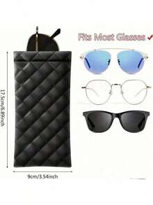 男女通用便携式软PU皮革眼镜盒 - 多功能收纳袋，可存放眼镜、手机、化妆品和旅行必备品，波西米亚风格 - 非常适合旅行、日常使用、化妆品收纳、送礼和度假，也适合邮轮旅行、夏季海滩之旅、度假、女士太阳镜 - 彩色 - 查看 5