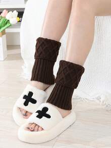 1双菱形图案休闲腈纶短袖针织腿套，适合秋冬季搭配高筒靴、雪地靴、踝靴，保暖防风，是理想的圣诞礼物。 - 常規款 - 查看 11