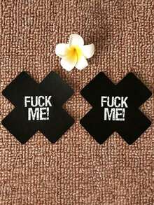 2pcs Disposable Breathable Cross/FM Logo Breast Nipple Covers, For Rave - 彩色 - 查看 2
