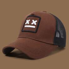 1 件男士笑脸刺绣棒球帽，时尚卡车司机帽，可调节户外防晒休闲帽，适合春季、秋季、旅行、海滩度假