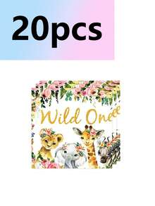 10pcs WILD ONE Wild Animals Theme Party Birthday Tableware Forest Animals Paper Plates Paper Cups Paper Towels Camping Travel Camping - Multicolor - View 6