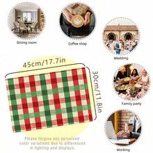 Manteles individuales de lino a cuadros rojos y verdes, almohadillas aislantes del calor, manteles para alimentos, suministros para restaurantes, decoración de restaurantes, manteles para picnic al aire libre, regalos, manteles navideños, aptos para restaurantes, cocinas, exteriores, picnics y festividades - Multicolor - Ver 15