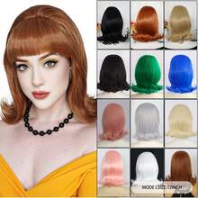 Hitzebeständige synthetische charmante Damen Wabenfrisur Perücke, kurze BoBo Flip Out wellige Haare mit geraden Pony Perücken für elegante Damen Retro Flugzeugwelle Bienenkorbfrisur mit Pony, Bouffant lockige tägliche Cosplay Party Perücken, 60er 70er Jahre Vintage Kostüm Perücke, selbstbewusster Rockabilly Stil für Musikfestivals Weihnachtsdekorationen, Feiertage Geburtstag Valentinstag Geschenke für Muttertag