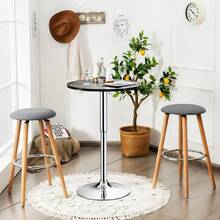 GOFLAME Modern Bar Table With Marble Patterns, Height Adjustable & 360° Swivel Counter Table, Multifunctional Round Pub Table, Counter-Dining Table For Home, Restaurant & Cafe - Black - View 7
