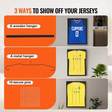 Jersey Display Frame Case, 590 X 790 X 40 Mm, Large Lockable Sport Jersey Shadow Box With 98% UV Protection PC Glass And Hangers, For Baseball Basketball Football Hockey Shirt And Uniform - Black - View 5
