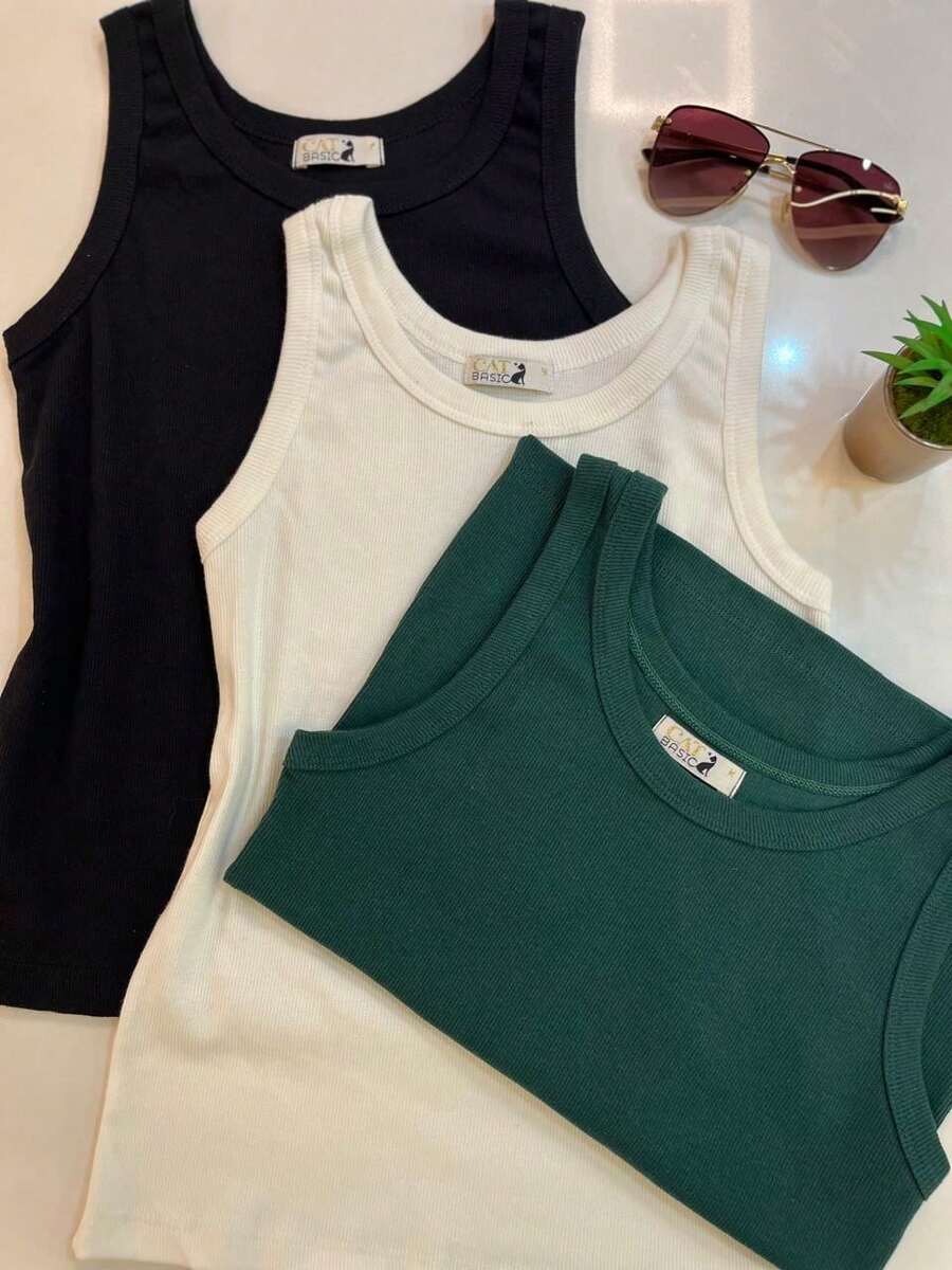 Kit Of 3 Ribbed Tank Tops In Comfortable Cotton Knit, Assorted Colors, Plain, 3 Units - Màu sắc hỗn hợp - Xem 1