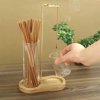1pc 2 In 1 Incense Holder For Anti-Ash Flying Incense Burner With Removable Glass Ash Collector And Incense Organizer,2 In 1 Incense Holder, Wire Incense Clip For Anti-Ash Flying Incense Burner With Removable Glass Ash Collector And Incense Candle Organizer, Elegant Aromatherapy For Meditation, Yoga, Tea Space And Home Decor,Living Room Accessories.