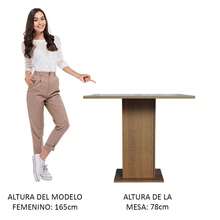 Mesa de Comedor Cuadrada Madesa y Cubierta de Vidrio Color Marrón y Gris - Marrón y gris - Ver 3