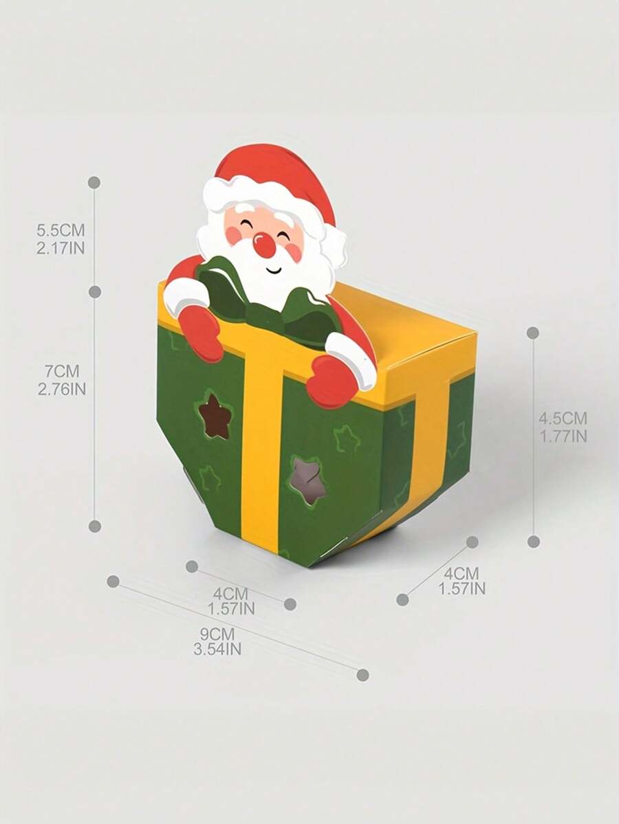 10 Stücke faltbare Geschenkboxen mit Fenster und Weihnachtsmann - rote & grüne Weihnachtsparty Dekorationen, einfach zusammenzubauen Cut Out Süßigkeitenboxen für Weihnachten, stabile Papierverarbeitung für Feiertags-Leckereien, Kleinigkeiten, Dekor - ideal für Zuhause, Büro oder Klassenzimmer Partys, saisonale Behälter für Leckereien, festliche Designs, leichte Verpackung, Behälter für Leckereien, Heimdekoration