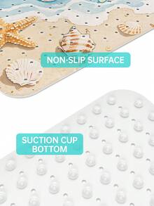 DAJIANG 1 pieza Alfombra de ducha para baño, Alfombra antideslizante para bañera con elementos oceánicos, Alfombra de bañera con agujeros de drenaje y ventosas, Alfombra de baño suave con masaje, Alfombra de ducha para el hogar, Accesorios y decoración para el baño