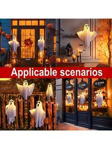 Halloween LED Hanging Ghost Light, Battery Powered Decorative Ghost Lamp, Create Holiday Atmosphere, Non-Waterproof Ceiling/Desktop Lighting, Toggle Switch - Multicolor - View 10