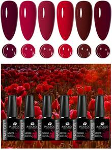 Bộ 6 lọ sơn gel móng tay 8ml màu đỏ có nhũ, bán vĩnh cửu, dễ tẩy, dùng cho nghệ thuật vẽ móng UV LED. - Nhiều màu - Xem 1