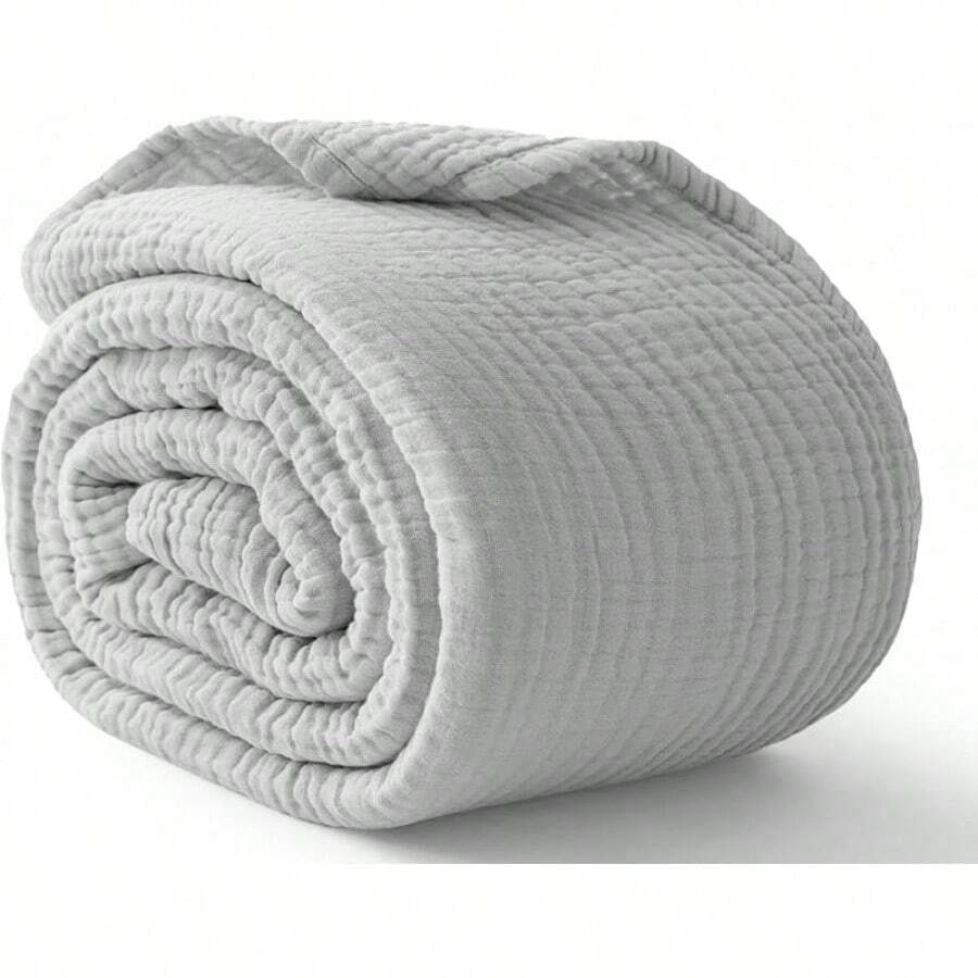 Large 50 X 70% Cotton Muslin 6-Layer Breathable Lightweight Throw Blanket Bed And Couch, Soft Quilt Bedspread, All-Season Gauze Blanket Adults, Lavender - 灰色 - 查看 1