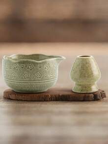 2件带嘴陶瓷碗、宋代抹茶碗、抹茶打蛋器、抹茶刷、抹茶搅拌工具套装、窑烧餐具套装、返校套装、节日礼品套装