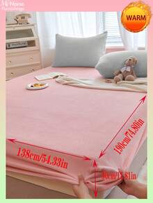 1pc Solid Color Crystal Velvet Fitted Sheet, Bedding, Mattress Protector, Bed Cover, Fitted Sheet, Comfortable Warm Home Textile, Anti-Pilling, Soft Skin-Friendly For Boys Girls Student Dorm Bedding, Machine Washable - Multicolor - View 43