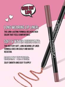 Misslyn Matita per le labbra a lunga tenuta, colori ricchi per le labbra a lunga durata, matita gel per labbra affilabile, applicazione morbida, finitura naturale, può essere rimodellata con un temperamatite, trucco naturale per le labbra altamente pigmentato, ultra fine a lunga tenuta e opaco