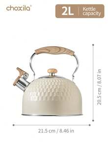 choxila 1个2升白色锤纹鸣笛水壶，适用于燃气灶，适合家庭、茶馆等各种场合，厨房用品，返校用品，旅行配件 - 響壺 - 查看 7