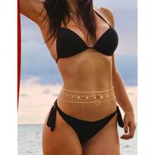 Tornito 8Pcs Waist Belly Chain 18K Gold Plated CZ Heart Pearl Snake Bead Sequin Paperclip Belly Chain Summer Beach Sexy Body Chains Jewelry Accessories For Women Adjustable-478326 - A:8件(心型) - 查看 7