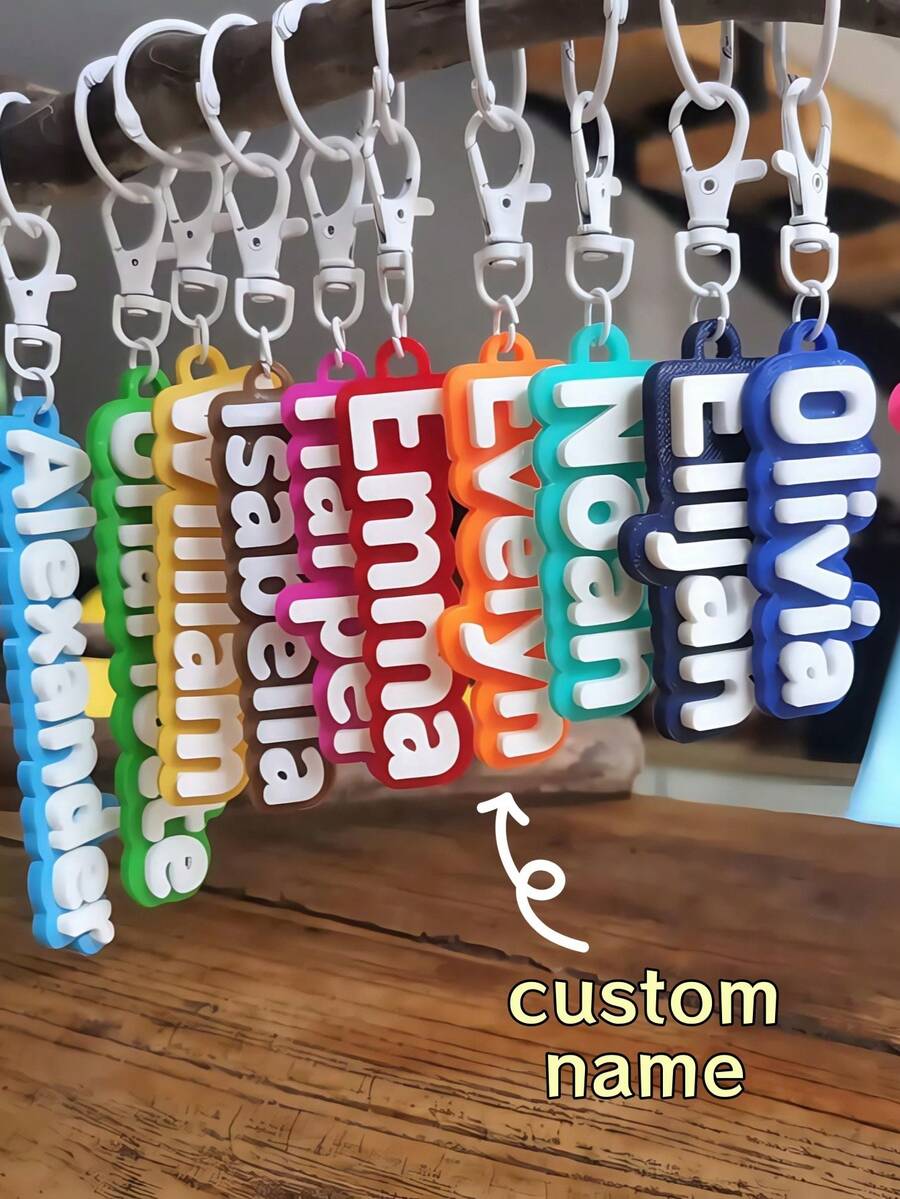 1 PC Customizable Personalized Name Keychain, Backpack Bottle Bag Tag, Lunch Box Label, Acrylic Custom Keychain, Vintage Tag, Durable, Versatile, Suitable For Birthday Party, Paving Sports Team Anniversary Sign, Best Gift For Family, Friends, Gift Box Display,Durable,Colorful,Cute,Adorable,Funny,Kawaii,Y2K,Stylish,Unisex,Casual,Custom,Personalized,Unique,Customized,Ideal Gifts For Him,Ideal Gifts For Her,Her,Boyfriend,Girlfriend,Family,Friends,Customized Keychains & Accessories - White Keychain + Hanging Ring - View 1