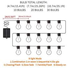 أضواء سلسلة جنية تعمل بالطاقة الشمسية عالية السطوع جديدة، 10/20/30 مصباح LED شمسي بتصميم إديسون قديم، بطارية ليثيوم جديدة A50، 8 أوضاع - أضواء جنية IP65 للحديقة والتخييم والحفلات والفناء والجدران والاستقلال والزفاف وعيد الهالوين وعيد الميلاد