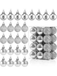 24pcs Multi-Color Christmas Tree Decorations, Flocked Ornament Balls For Home, Window Display, Christmas Decor