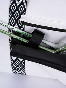 Large Capacity Badminton, Table Tennis, Tennis Racket Bag - Convertible Hand-Held Or Shoulder Back Sports Bag, Durable Nylon Material - White/Black, Suitable For Men And Women - Tennis, Fitness, Travel - Easy To Clean Sports Equipment Storage Bag