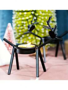 Christmas Reindeer Candle Holder, Iron Reindeer Candle Holder Stand, Christmas Party Dining Table Center Decor Reindeer Candle Holder, Christmas Party Tabletop Decor, Christmas Fireplace Mantel Reindeer Figurine Decor, Best Holiday Gift For Family And Friends, Christmas Room Decoration Home Decor