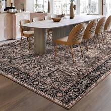 Alfombras vintage de pelo corto y suave para sala de estar, grandes, lavables a máquina, antideslizantes, para dormitorio, comedor, oficina y decoración del hogar. - Marrón - Ver 2