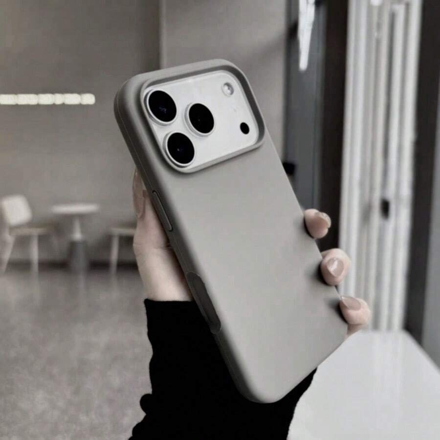 Compatible With IPhone 17PROMAX /IPhone17/IPhone17Pro/IPhone17Air/16 15 14 13 12 11 Pro Max, New Skin-Feeling Liquid Solid Color Design Phone Case - 灰色 - 查看 1