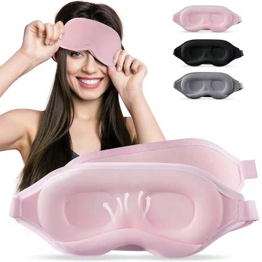 3D Sleep Mask 100% Light Blocking Sleep Mask With Adjustable Strap - Negro - Ver 1