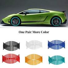 AD Motorcycle Sticker Car Tire Decals Trim Strips Universal Reflective Bike Wheel Sticker Waterproof Wheel Rim Tape 18"