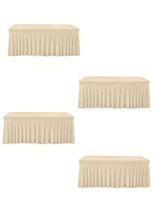 1 pieza Mantel de mesa de tela de espándex blanco, resistente a las arrugas y lavable, se ajusta a mesas de comedor rectangulares, funda elástica para mesa de patio, adecuada para bodas, banquetes, fiestas, estilo Ins de lujo, mantel elástico blanco para hotel, banquete, cumpleaños, conferencia