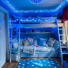 JMEXSUSS Blue Christmas String Lights Indoor Outdoor, 66ft 200 LED Blue String Lights Clear Wire Plug In, 8 Modes Waterproof Christmas Lights For Halloween Tree Party Bedroom Wall Christmas Decoration - 藍色 - 查看 6