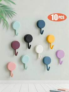 10个装自粘式墙壁挂钩钥匙收纳架衣帽袋浴室门厨房毛巾挂钩家居墙壁收纳配件