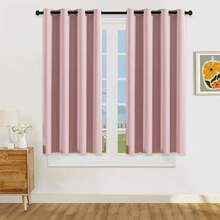 1 件/2 件可选轻质遮光窗帘，100% 遮光窗帘，带金属索环，客厅/卧室窗帘，粉色窗帘 - 粉色 - 查看 30