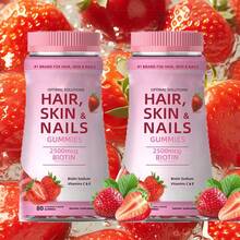 MONTUE Optimal Solutions Hair, Skin And Nails Pectin Gummies, 2500 Mcg Biotin Per Serving, No Stick Gummy, Vegetarian Formula, Strawberry Flavor,80 Count, 40 Total Servings - 2 chai - Xem 1