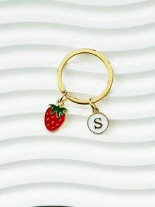 个性化草莓吊坠，可刻上姓名首字母和祝福语/情书 | 草莓钥匙扣 | 定制包包挂件 | 礼品袋挂件 | 汽车配件 | 送给老师、朋友、姐妹的礼物创意 - 圓扣紅色草莓 - 查看 9
