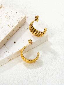 Fashionable And Exquisite Gold Color Earrings , High Quality Anti Allergy Stainless Steel Ear Gifts For Women Mom Girlfriend Birthday Party Jewelry