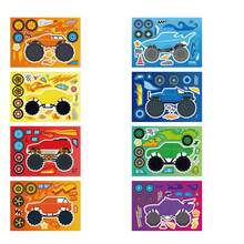 8/16pcs Racing Car Puzzle Stickers, DIY Changeable Stickers Craft, Holiday Party Gift Bag Filler, Sticker Book, Birthday Gifts