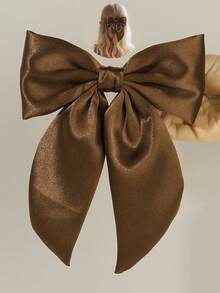 1 Stück braune Haarschleife mit Clip für Mädchen, einfache einfarbige Schleife als Haarspange, elegantes modisches Haarzubehör für den täglichen Gebrauch