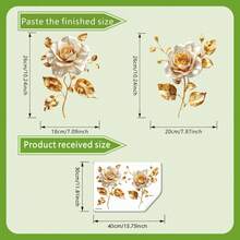 Golden Flower Toilet Stickers, Gold Floral Art Toilet Lid Decals Removable Self-Adhesive Vinyl Peel And Stick Wall Stickers For Bathroom Restroom WC Bathtubs Door Furniture Home Decoration Room Decor Bedroom Decor Kitchen Decor Wall Decor