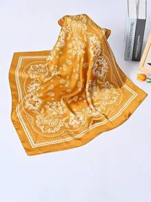 1 件佩斯利印花仿丝 27.6 英寸小方巾/头巾，男士百搭颈巾，防晒 - 紅色 - 查看 17