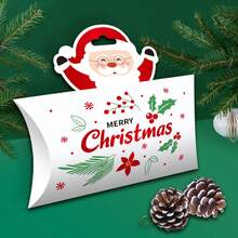 6pcs Creative Christmas Gift Boxes, Small Size Food/Candy Boxes, Christmas Pillow Boxes, 4 Styles Packaging Boxes, Candy Boxes, Holiday Party Decor Boxes, Christmas Kraft Paper Pillow Boxes, Favor Boxes - Multicolor - View 13