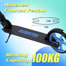 Advwin Kick Scooter Folding Scooter 3 Adjustable Height For Ages 6+ Kid Teens Blue&Black