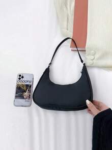 1件夏季儿童牛津布简约斜挎包，纯色拉链腋下单肩包，适合大学生/女孩/青少年参加节日/假期/大学/学校活动。